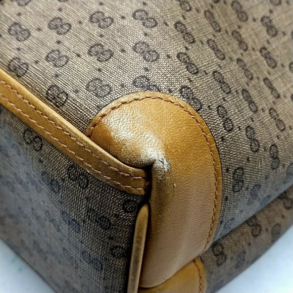 authentic Vintage Gucci Shoulder Bag Brown PVC - Picture 6 of 9